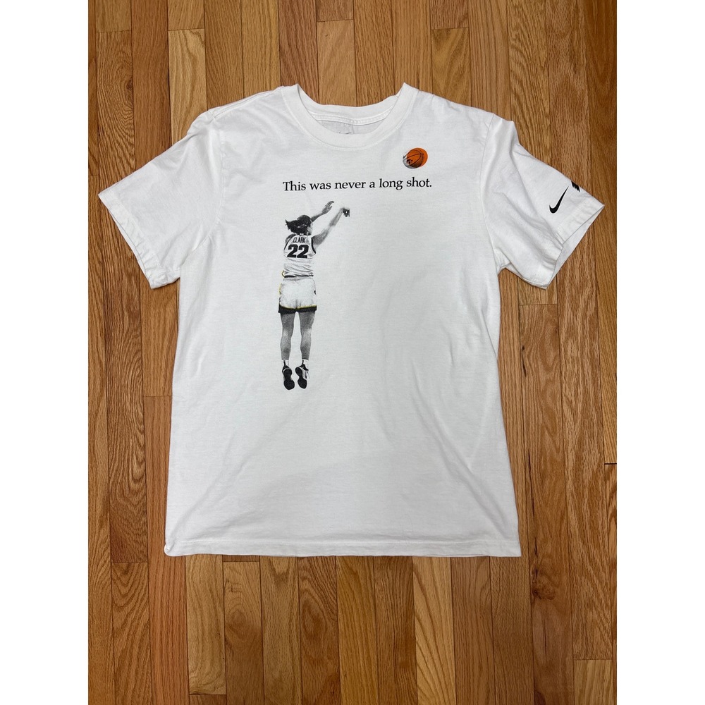 Nike Caitlin Clark Iowa Hawkeyes This Was Never A Long Shot T-Shirt White Medium